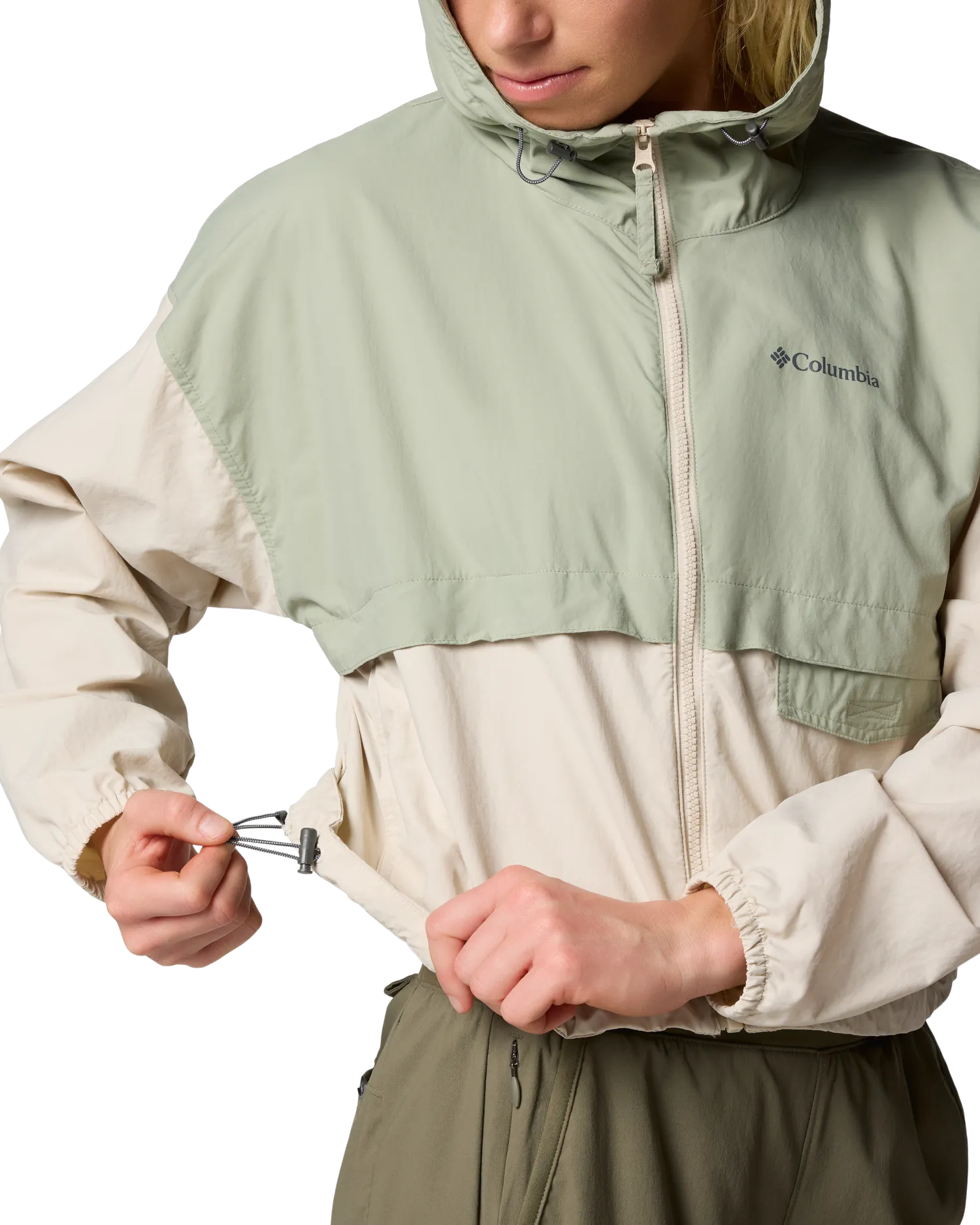 Spire Valley Cropped Windbreaker Jacket in Safari & Dark Stone