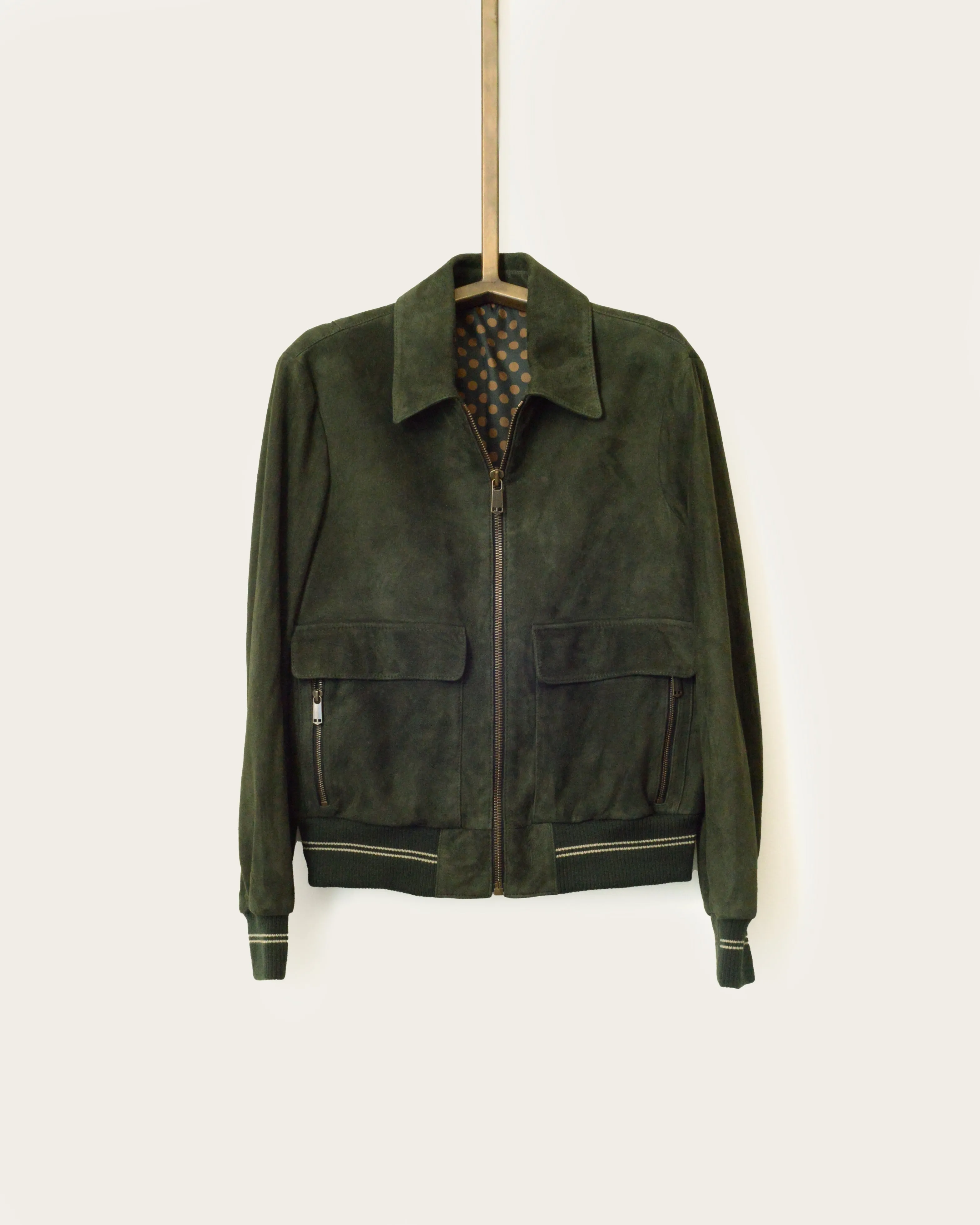 The Noone Bomber: Hunter Green Melrose Suede