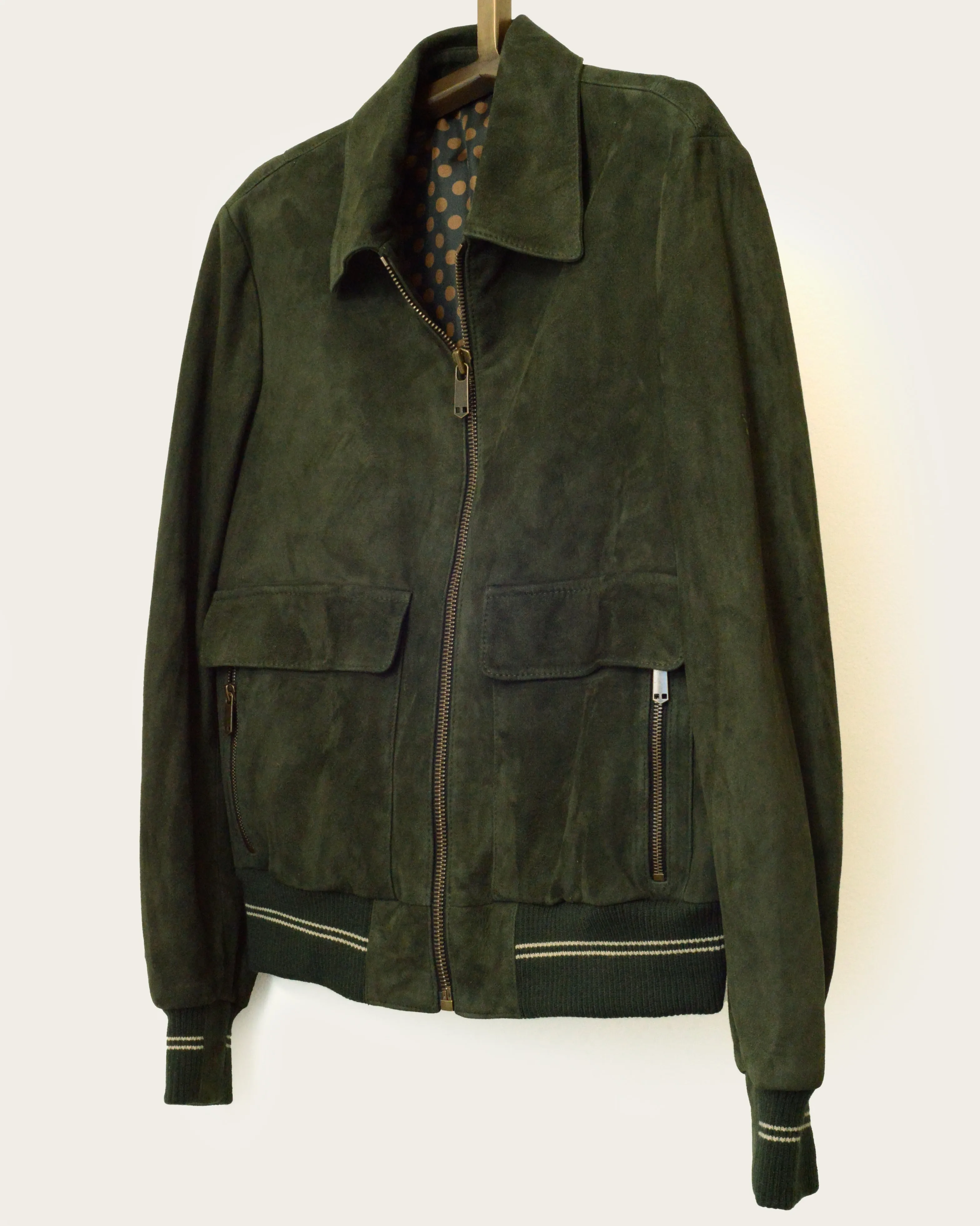 The Noone Bomber: Hunter Green Melrose Suede