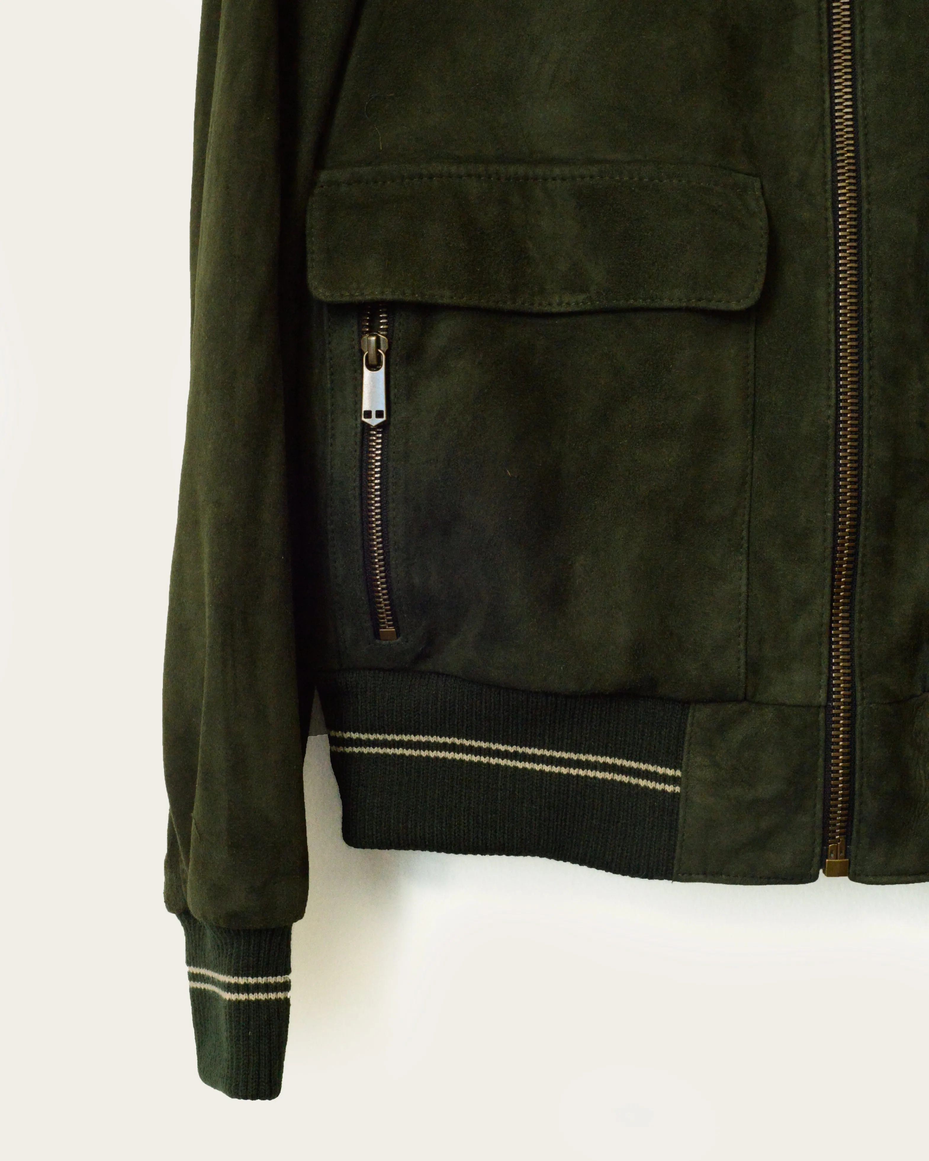 The Noone Bomber: Hunter Green Melrose Suede