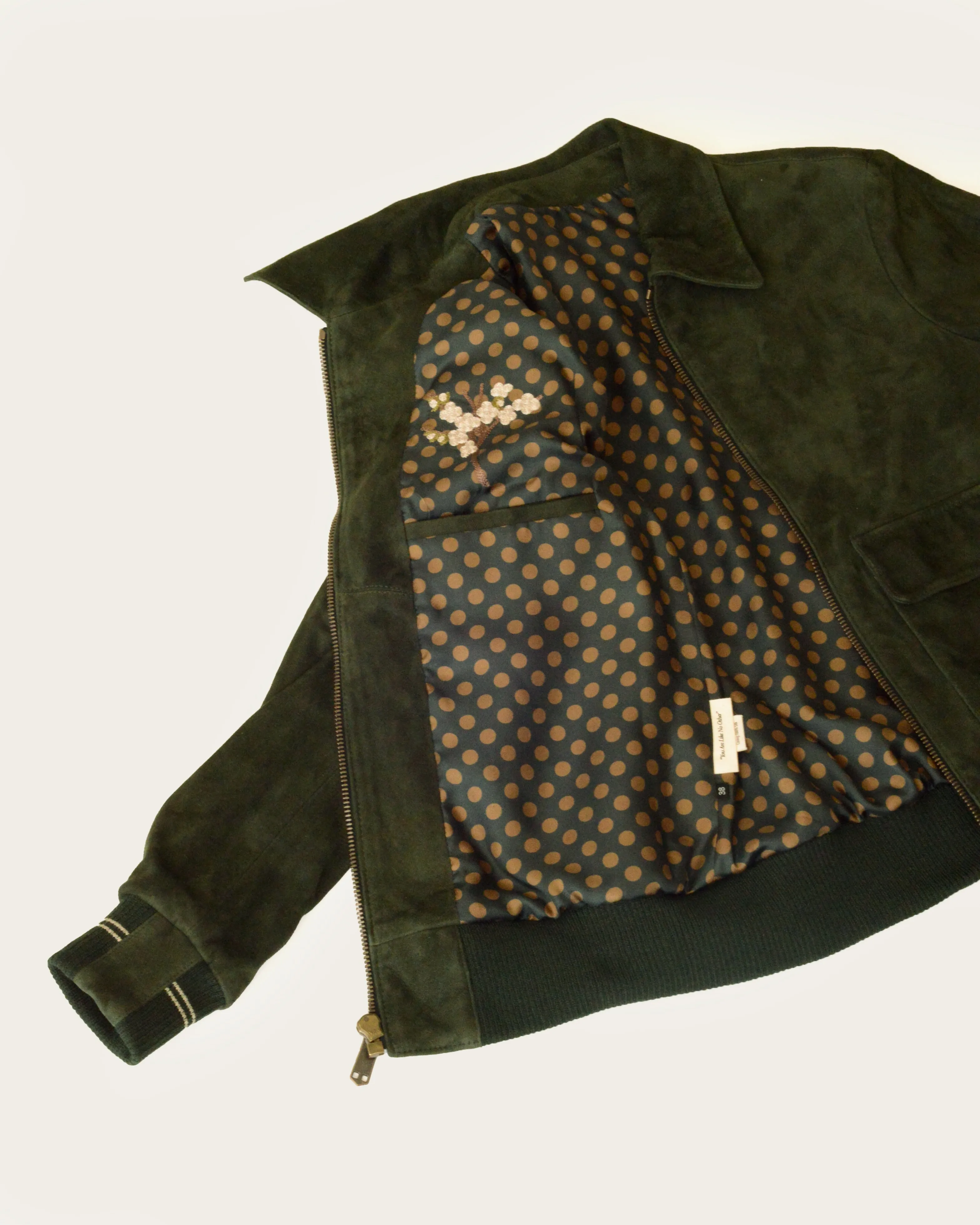 The Noone Bomber: Hunter Green Melrose Suede