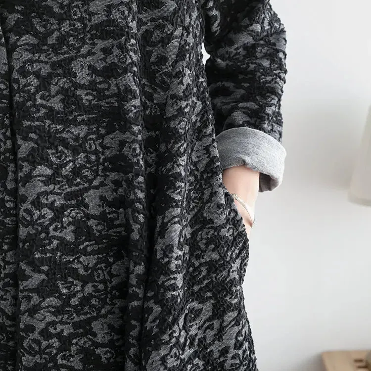 Winter Maxi Coat Womens Oversized Dark Gray Cotton Winter Coat