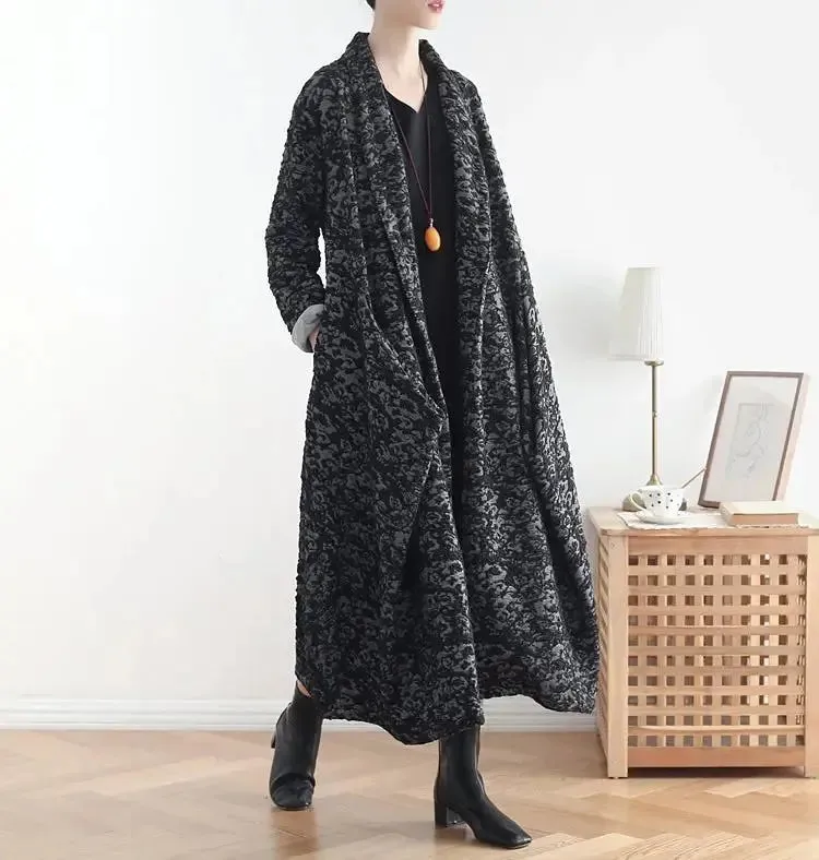 Winter Maxi Coat Womens Oversized Dark Gray Cotton Winter Coat