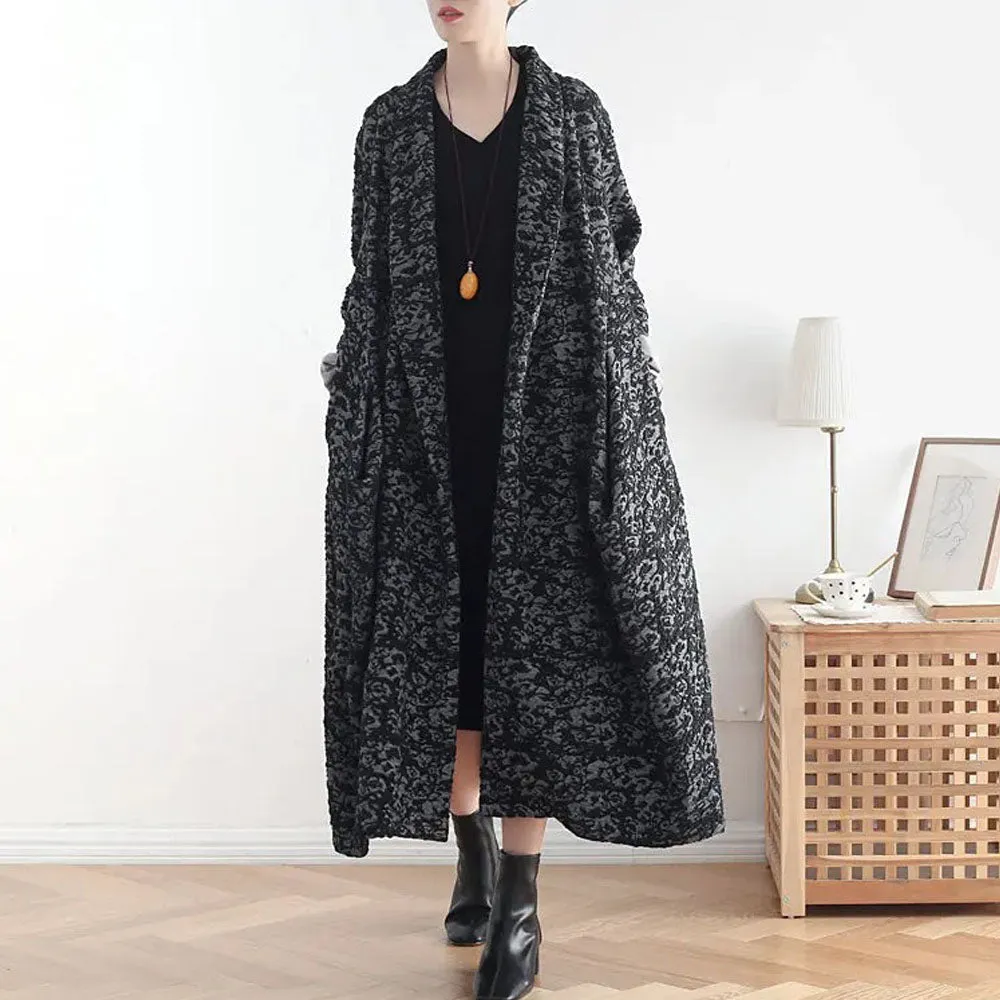 Winter Maxi Coat Womens Oversized Dark Gray Cotton Winter Coat