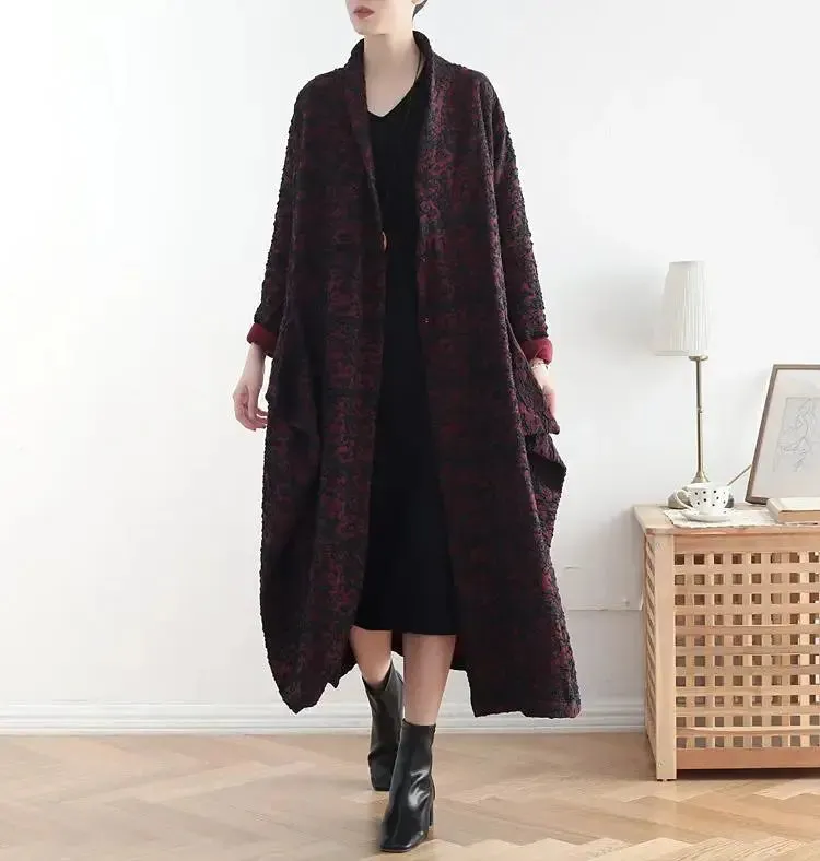 Winter Maxi Coat Womens Oversized Dark Gray Cotton Winter Coat