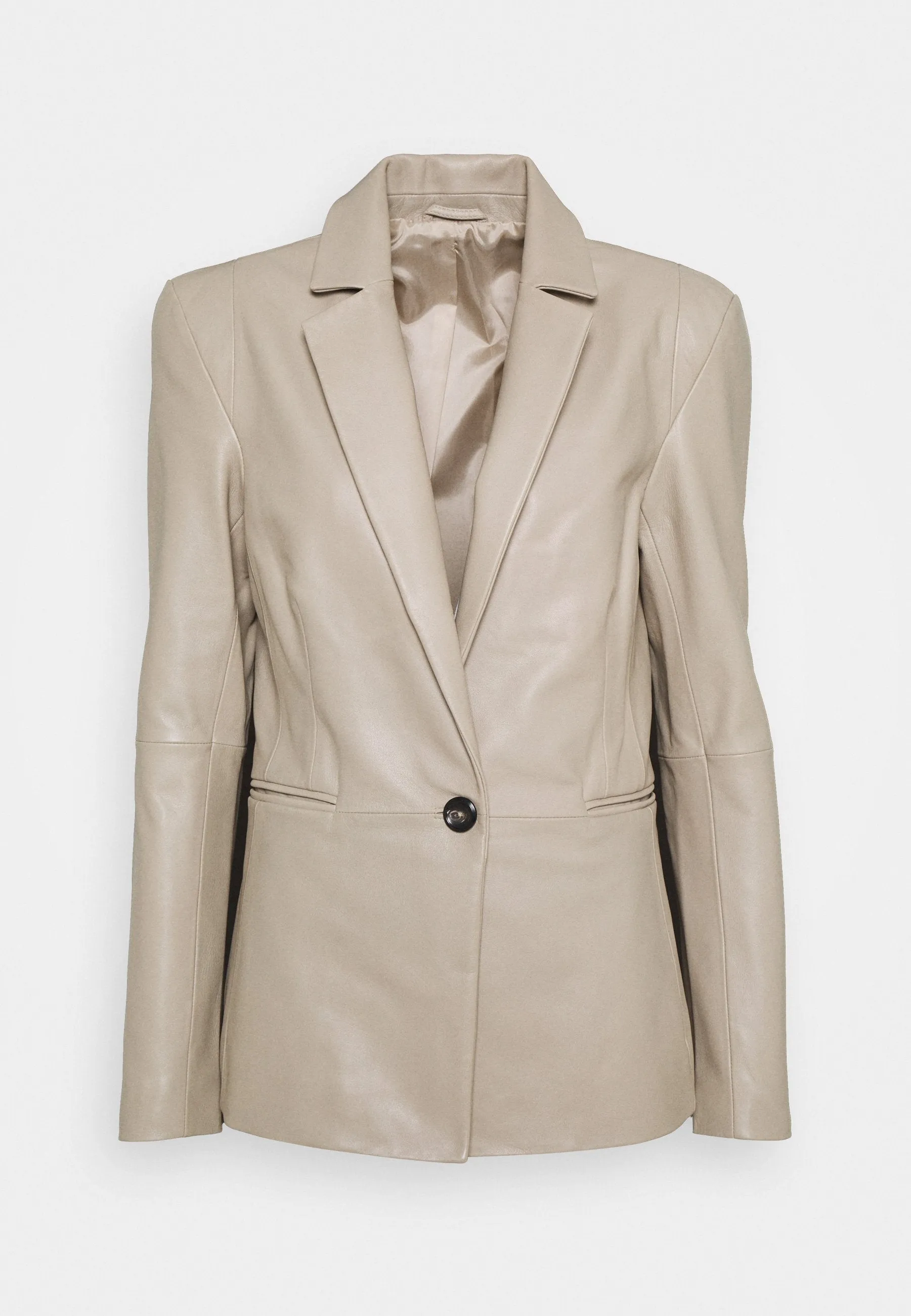 Women’s Classic Beige Sheepskin Leather Blazer