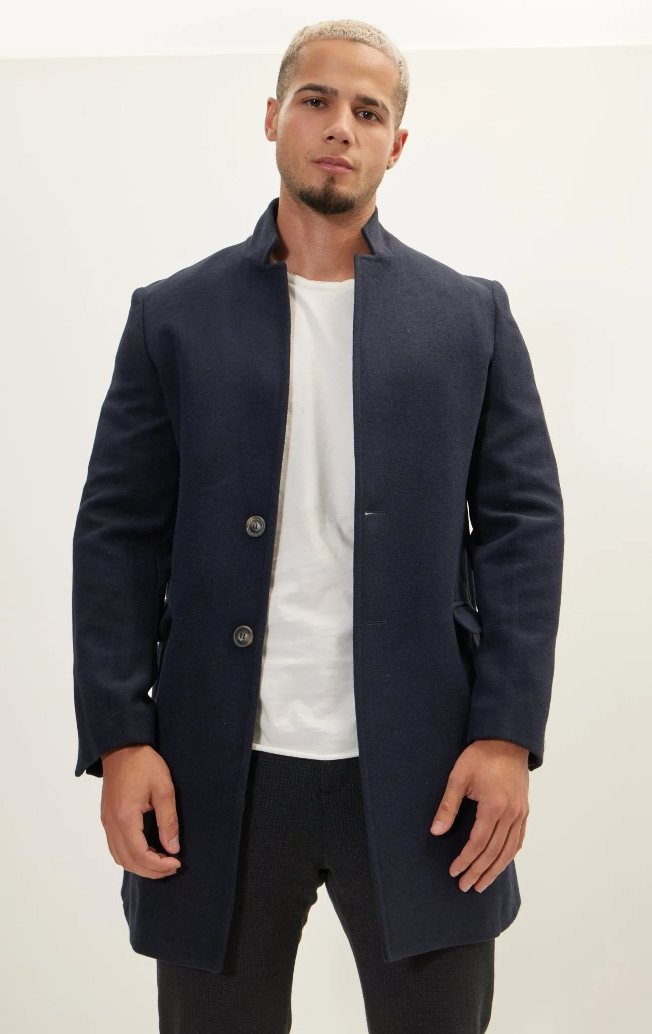 Wool Blend Peacoat -  Navy