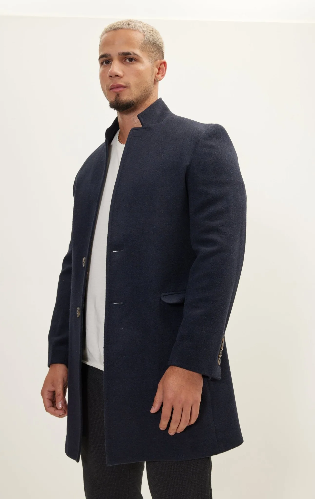 Wool Blend Peacoat -  Navy