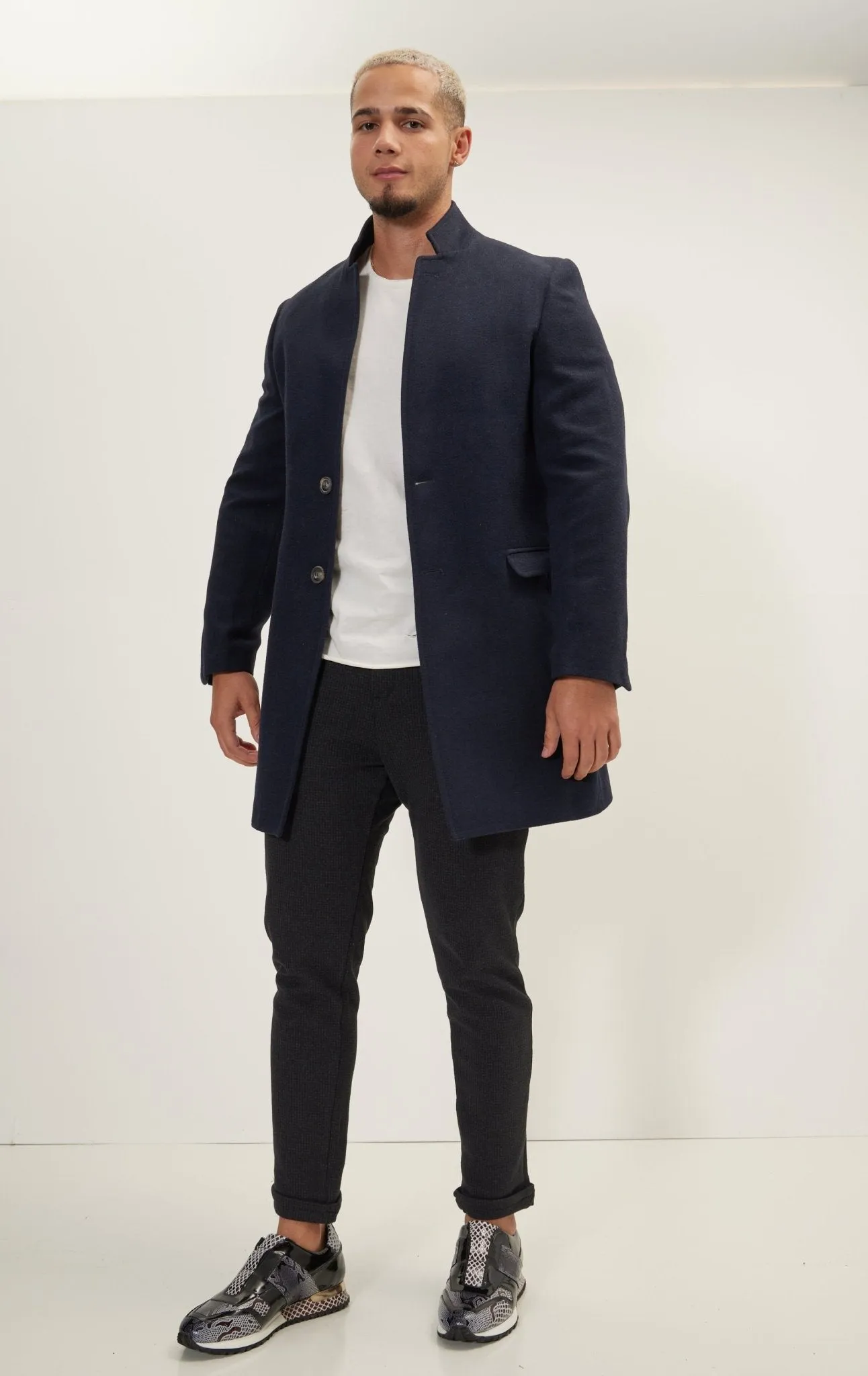 Wool Blend Peacoat -  Navy